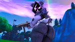 16:9 3d_(artwork) 4k absurd_res angry anthro areola bear big_breasts big_butt breasts butt digital_media_(artwork) epic_games female fortnite furry_ghosty gun hi_res holding_gun holding_object holding_ranged_weapon holding_weapon looking_at_viewer looking_back mammal nipples outside plant rainbow ranged_weapon raven_team_leader solo submachine_gun tree weapon widescreen