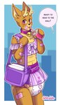Rating: q
ID: 5629013
Date: 2025-06-08 14:42:37 -0400
Status: active
Score: 21
ageplay animate_inanimate anthro bell bell_collar beverage bottomwear clothed clothing collar crossdressing deer diaper diaper_creature drinking english_text femboy hi_res holding_beverage holding_object infantilism looking_at_viewer male mammal omen_(sambo48) orange_body pattern_diaper purple_bottomwear purple_clothing purple_collar purple_eyes purple_skirt purple_topwear riddlr roleplay skirt solo speech_bubble tan_body text topwear wearing_diaper white_diaper post #5629013