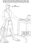 anthro arania armadillo_girdled_lizard candle clothed clothing comic computer dialogue electronics english_text girdled_lizard hi_res hoodie jack_(tcitw) kilt laptop lizard male monochrome reptile scalie solo text the_cabin_in_the_woods_(arania) topwear