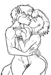 alice_dare anthro canid canine canis collar collar_only cuff_(restraint) domestic_dog duo ear_piercing female german_shepherd hand_on_chest hands_around_waist herding_dog hug hugging_another human human_on_anthro interspecies kissing male male/female mammal mohawk nipples nude nude_male pastoral_dog piercing restraints rex_harry style_wager