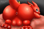 3:2 3_toes anthro anus balls bed big_balls big_butt biped black_eyes butt butt_focus claws curvy_figure dragon drain_scat feet furniture genitals glistening glistening_body glistening_eyes hi_res hindpaw huge_balls looking_at_viewer looking_back looking_back_at_viewer lucky_(msi) lying lying_on_bed male msi mythological_creature mythological_scalie mythology nude on_bed paws presenting presenting_hindquarters puffy_anus rear_view red_body red_tail reptile scalie soles solo tail toes