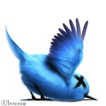 1:1 2023 ambiguous_gender avian beak benenow bird blue_body blue_feathers digital_media_(artwork) feathered_wings feathers feral hi_res simple_background solo twitter twitter_bird white_background wings x_(social_media) x_corporation