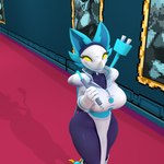 1:1 3d_(artwork) anthro big_breasts blender_(artwork) blender_cycles blue_body blue_fur blush breasts cable_tail clothed clothing cryptiacurves deltarune digital_media_(artwork) felid female fur gloves glowing goosin handwear hi_res mammal mouse_cursor simple_background solo tasque_(cryptiacurves) tasque_manager undertale_(series) zipper