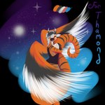 absurd_res after_transformation beautiful blush felid galaxy grey happy hi_res infinity joy_(disambiguation) love mammal muzzle_(disambiguation) open_mouth orange painting pantherine she's_orange tiger transformation white wings