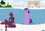 anthro bikini breasts clothing duo equid equine fab3716 female french_text friendship_is_magic genitals hasbro hi_res horn mammal my_little_pony my_little_pony:_the_movie_(2017) mythological_creature mythological_equine mythology nude pussy swimming_pool swimwear tempest_shadow_(mlp) text twilight_sparkle_(mlp) two-piece_swimsuit unicorn winged_unicorn wings