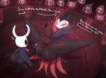 ambiguous_gender anthro anus arthropod audience balls beckoning big_balls big_butt big_penis blush bodily_fluids butt cloak clothing crowd dialogue dripping duo_focus empty_eyes english_text erection exclamation_point foreskin genital_fluids genitals gesture grimm_(hollow_knight) group hollow_knight huge_butt huge_penis humanoid_genitalia humanoid_penis imminent_sex insect kingofacesx larger_male lepidopteran long_penis lying male male/male moth narrowed_eyes on_back penis precum precum_drip presenting presenting_anus red_eyes retracted_foreskin size_difference small_but_hung smaller_male spread_legs spreading team_cherry teapot_(body_type) text the_knight_(hollow_knight) thick_penis thick_thighs vein veiny_penis vessel_(species)