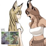 Rating: s
ID: 4982270
Date: 2024-08-12 19:41:08 -0400
Status: active
Score: 46
2024 :3 aggressive_caracal_chan angry animal_ears animal_humanoid artist_name bangs black_choker black_highlights black_jewelry black_necklace blonde_hair bottomwear breasts brown_body brown_bottomwear brown_clothing brown_eyes brown_hair brown_skin caracal_humanoid cel_shading choker cleavage clothed clothed_female clothed_humanoid clothing collarbone duo ear_tuft eye_contact eyebrows eyelashes felid felid_humanoid feline feline_humanoid female flesh_fang gegegekman hair hi_res highlights_(coloring) humanoid jewelry long_hair looking_at_another mammal mammal_humanoid midriff navel necklace neutral_expression open_mouth orange_eyes pale_skin portrait reference_image serval_(gegegekman) serval_humanoid shaded sharp_teeth shirt side_bangs side_view simple_background t-shirt teeth text three-quarter_portrait topwear tube_top tuft white_background white_clothing white_shirt white_t-shirt white_topwear white_tube_top post #4982270