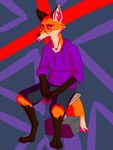 3:4 abstract_background anthro bottomwear canid canine clothed clothing digital_media_(artwork) eyewear fingers fox fur glasses hi_res hoodie male mammal orange_body shaded shorts simple_background sketch sketchy solo tail topwear true_fox vulpiro