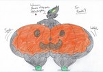 2022 anthro big_butt black_eyebrows blue_eyes bodypaint bouncing_butt buckteeth butt butt_jiggle cinderace colored dialogue english_text eyebrows generation_8_pokemon green_inner_ear green_tongue grey_body grey_ears grey_tail halloween heart_symbol holidays huge_butt huge_thighs hyper hyper_butt jack-o'-lantern jiggling looking_at_viewer looking_back looking_back_at_viewer male motion_lines nintendo orange_paint paint painted_butt pokemon pokemon_(species) pumpkin_butt rear_view reathe_(character) scut_tail short_tail simple_background solo tail teeth text thick_thighs tongue traditional_media_(artwork) white_background wobbling wolfespada