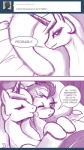 2011 ask_blog ask_princess_molestia bed blush comic dialogue english_text equid equine eyes_closed fan_character female female/female feral friendship_is_magic furniture hair hasbro hi_res horn horse john_joseco licking long_hair mammal monochrome my_little_pony mythological_creature mythological_equine mythology pony princess princess_celestia_(mlp) princess_molestia royalty spitfire_(mlp) text tongue tongue_out tumblr unicorn wonderbolts_(mlp)