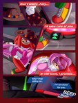 2020 absurd_res amy_rose anthro blood bodily_fluids breasts breech_loader clothed clothing comic detailed_background duo echidna english_text eulipotyphlan exposed_breasts female fur handwear hedgehog hi_res knuckles_the_echidna male mammal monotreme nipples purple_eyes sega sex sonic_the_hedgehog_(series) text toso