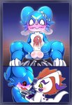 absurd_res anthro balls bandai_namco blush comic digimon digimon_(species) duo feral foreskin genitals gomamon hi_res maehdoggie male male/male penis veemon