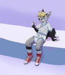 absurd_res abuniverse ageplay anthro chuck_taylor_all_stars clean_diaper clothed clothing converse converse_shoes diaper footwear hi_res infantilism legwear looking_at_viewer male pacifier pacifier_clip plantigrade preschool_(abuniverse) preschool_(diaper) roleplay scuzzy_(scuzzyfox) scuzzyfox shoes sitting sneakers socks solo topwear wearing_diaper