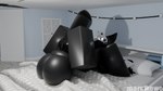 3d_(artwork) anthro black_penis canid canine canis changed_(video_game) digital_media_(artwork) feet foot_fetish genitals hyper hyper_genitalia knot latex male mammal mars1kowo paws penis puro_(changed) roblox solo wolf