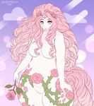 2020 anthro breasts equid equine eyelashes featureless_breasts featureless_crotch female floral_markings flower front_view hair hi_res holding_flower holding_object holding_rose horn long_hair mammal markings mythological_creature mythological_equine mythology navel nude pink_eyes pink_hair pink_horn pink_rose plant portrait rose_(flower) slightly_chubby slightly_chubby_anthro slightly_chubby_female solo standing thick_thighs three-quarter_portrait tiggybloom unicorn white_body white_horn