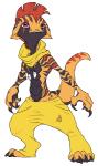 anthro anthrofied beelzemon_(artist) bottomwear claws clothing colored fan_character gael_the_scrafty generation_5_pokemon male mohawk nintendo pants pokemon pokemon_(species) pokemorph scarf scrafty solo stripes