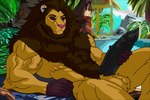 ales_ness anthro balls big_balls big_penis felid genitals hi_res lion male mammal muscular pantherine penis solo