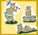 anthro bear big_butt bikini butt cartoon_network cindy_bear clothed clothing female hanna-barbera hi_res looking_at_viewer looking_back lying mammal marcodile on_side swimwear two-piece_swimsuit upskirt wide_hips yogi_bear