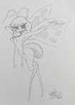 2024 3_fingers 4_arms absurd_res antennae_(anatomy) anthro arthropod arthropod_abdomen black_eyes digitigrade empty_eyes featureless_crotch female fingers greyscale hand_behind_head hi_res insect insect_wings lepidopteran monochrome moth multi_arm multi_limb neck_tuft nekostar proboscis_(anatomy) signature simple_background solo traditional_media_(artwork) tuft walking white_background wings