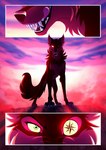 2020 canid canine canis claws cloud colored comic detailed_background devil_(skailla) female feral fur green_eyes hi_res mammal outside paws quadruped sharp_teeth shut_eye skailla solo tail teeth tongue wolf