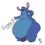 2023 alien anthro belly belly_expansion big_belly biped blue_body blue_fur blue_nose butt butt_expansion bwomp chest_tuft claws colored_sketch disney expansion experiment_(lilo_and_stitch) featureless_chest finger_claws fur genitals head_tuft hi_res huge_belly humanoid_genitalia humanoid_penis lilo_and_stitch male maxpany navel pear-shaped_figure penis purple_penis simple_background sketch solo standing stitch_(lilo_and_stitch) tuft weight_gain white_background wide_hips