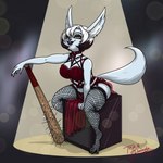 1:1 accessory aggretsuko alternative_fashion anthro big_breasts breasts chinchilla chinchillid clothing digital_media_(artwork) female fishnet_clothing fishnet_legwear fur goth hi_res legwear lingerie mammal manaka_(aggretsuko) punk rodent sanrio simple_background solo tekandprieda_(artist) thick_thighs topwear