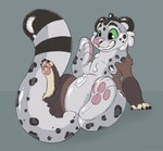 4_toes animate_inanimate feet felid green_eyes grey_body inflatable latex living_inflatable living_latex mammal mustelid otter pantherine permagrin pool_toy snow_leopard solo symrea toes transformation