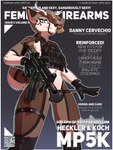 2024 3:4 anthro antlers bulge bulletproof_vest camo camo_print clothed clothing clothing_pull cover deer ear_piercing ear_tag english_text femboy fictional_magazine_cover gloves gun hair hair_over_eye handwear heckler_and_koch hi_res horn legband legwear looking_at_viewer looking_down looking_down_at_viewer low-angle_view magazine_cover male mammal marcus_gray mostly_nude mp5 mp5k navel nipples one_eye_obstructed piercing ranged_weapon scut_tail short_tail skimpy smile smirk solo standing stockings straps submachine_gun tail text thong underwear underwear_pull weapon