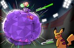 2023 balloon belly belly_expansion big_belly body_inflation expansion gameplay_mechanics generation_1_pokemon generation_4_pokemon gui health_bar hi_res huge_belly hyper hyper_belly hyper_inflation inflatable inflation light lighting megalardon mismagius motion_lines nintendo pikachu pokemon pokemon_(species) purple_body sky spherical_inflation stadium stadium_lighting yellow_body