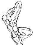 abs anthro avian bird bulge corvid corvus_(genus) crow dragmon guide_lines hi_res male monochrome muscular muscular_anthro muscular_male nipples oscine passerine pecs sketch