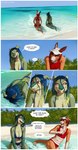 2024 anthro beach bikini bikini_bottom bikini_top biped blue_hair border breasts clothing comic dagmar_(totesfleisch8) dialogue digital_media_(artwork) dragon duo english_text fangs female female_anthro flat_chested fur green_body green_hair hair hi_res horn humor joyce_(totesfleisch8) kangaroo kneeling macropod mammal marsupial multicolored_hair mythological_creature mythological_scalie mythology nictitating_membranes open_mouth open_smile orange_body orange_fur outside partially_submerged red_eyes red_hair scalie sea seaside smile speech_bubble swimwear teeth text totesfleisch8 two-piece_swimsuit water white_body white_border white_fur yellow_sclera