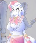 alolan_form alolan_ninetales alternate_breast_size anthro big_breasts breasts digital_media_(artwork) duo female fur generation_7_pokemon grey_background hi_res holowear_(pokemon) human male male/female mammal nintendo pokemon pokemon_(species) pokemon_unite regional_form_(pokemon) simple_background tapirclip theater_style_alolan_ninetales volo_(pokemon) white_body white_fur