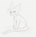 digital_drawing_(artwork) digital_media_(artwork) eeveelution espeon eyelashes female feral generation_2_pokemon heart_symbol kekitopu looking_at_viewer nintendo pokemon pokemon_(species) simple_background sketch smile solo