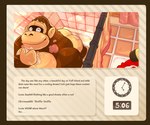 2024 absurd_res animal_crossing anthro ape bathing brown_body clothing detailed_background duo english_text eyes_closed gorilla haplorhine haxsmack hi_res louie_(animal_crossing) male mammal muscular muscular_male nintendo primate shirt smile solo_focus text topwear water