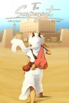 2022 anki anthro bag bovid building caprine clothing cover cover_art cover_page desert english_text fur goat hair hi_res horn male mammal sack sand short_tail solo tail tan_body tan_fur text twang white_clothing