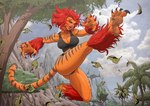 5_toes animal_humanoid anthro breasts claws dirty dirty_feet einom feet felid felid_humanoid female fur hair humanoid kick mammal mammal_humanoid markings marvel open_mouth outside pantherine pantherine_humanoid red_hair soles solo striped_markings stripes tail tiger tiger_humanoid tigra toe_claws toes