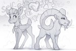 2024 antlers big_horn blush bovid caprine cloven_hooves duo eating feral goat hooves horn male mammal monochrome nom om_nom_nom peryton scarf thought_bubble wings yakovlev-vad yakovlev-vad_(oc)