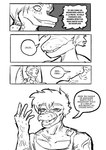 5_fingers anthro bloodshot_eyes cavemanon_studios clothing comic dialogue dinosaur dromaeosaurid duo fingers flesh_fang forked_tongue goncheeto goodbye_volcano_high grin hair i_wani_hug_that_gator iadakan male membrane_(anatomy) membranous_wings monochrome narrowed_eyes open_mouth prehistoric_species pterosaur reed_(gvh) reptile scalie shirt short_hair smile snout solo_in_panel spanish_text speech_bubble tank_top text theropod tied_hair tongue topwear translated vein veiny_muscles velociraptor wings