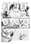 absurd_res black_and_white bone canid canine canis cloud club_(weapon) collar collar_only comic daughter_(lore) dialogue efradraws english_text female fight hi_res kasni_(efradraws) male mammal melee_weapon monochrome muscular muscular_female muscular_male northwind_(efradraws) nude olbo_(efradraws) parent_(lore) parent_and_child_(lore) parent_and_daughter_(lore) plant scar screaming shield skull speech_bubble text tree weapon wolf