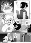 2018 anabelle_(3mangos) big_breasts bodily_fluids bovid bovine breasts canid canine canis cattle chromapan cocoa_(3mangos) comic crying curvy_figure domestic_dog duo ear_pull english_text eyes_closed eyewear female glasses hair hi_res horn male mammal mature_female monochrome profanity tears text thick_thighs url voluptuous wide_hips