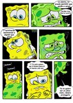 anthro bodily_fluids comic crying dialogue dual_persona duo fan_character frown greenie_(pancaketiffy) hi_res male marine nickelodeon on_model pancaketiffy sea_sponge sharp_teeth spanish_text speech_bubble spongebob_squarepants spongebob_squarepants_(character) tears teeth text toony translation_check translation_request