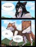 2021 ambiguous_gender anthro canid canine canis clothed clothing comic dialogue digital_media_(artwork) duo english_text feral fur hi_res maleherm_(lore) mammal nomuralok rex_(nomuralok) snow_(matthewdragonblaze) speech_bubble talking_feral text wolf