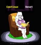 alternate_universe anthro big_breasts book boss_monster_(undertale) bovid breasts caprine chair chairiel clothing comic digital_media_(artwork) english_text female furniture mammal mature_anthro mature_female text thewill toriel tutori under(her)tail undertale undertale_(series)