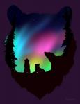 2018 ambiguous_gender aurora_(phenomenon) bear colorful_theme feral group hi_res iridescent mammal night plant quadruped signature standing star tree trio yoko_darkpaw young young_feral