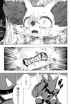 bodily_fluids bruised comic crying digitigrade duo fangs fennekin feral forest generation_2_pokemon generation_6_pokemon hi_res inner_ear_fluff japanese_text lir_(icma) makotoo monochrome nintendo plant pmd:_icma pokemon pokemon_(species) pokemon_mystery_dungeon quadruped right_to_left scizor spike_chunsoft tears teeth text tree tuft