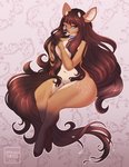 2019 anthro big_breasts breasts brown_body brown_hair collar deer digital_media_(artwork) female hair hi_res jesse_hartstone long_hair mammal nude shaded sitting solo thick_thighs tiggybloom