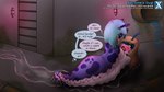 16:9 4k absurd_res boobipede breasts comic duo english_text female female/female gastropod gender_transformation hi_res mollusk mtf_transformation multi_breast multi_multi_multi_breast slug text the_underworld transformation transformation_sequence visorelle widescreen