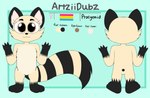 2024 4_fingers :3 anthro artziidubz artziidubz_(fursona) bassariscus black_body black_fur brown_eyes digital_drawing_(artwork) digital_media_(artwork) eyebrows eyelashes female fingers fluffy_fur fur gender_symbol hi_res lgbt_pride long_tail mammal markings model_sheet pansexual_pride_colors pride_colors procyonid ring-tailed_cat ring_(marking) ringed_tail simple_background solo striped_markings striped_tail stripes symbol tail tail_markings thick_eyebrows toony yellow_body yellow_fur