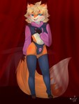 absurd_res akumasinner anthro canid canine clothing cropped_hoodie femboy fluffy fluffy_tail fox full-length_portrait fur hair hi_res hoodie kemono legwear male mammal meme meme_clothing orange_body orange_fur paggi_outfit portrait short_hair solo tail thigh_highs thong topwear underwear