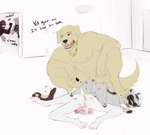 Rating: e
ID: 3306935
Date: 2022-04-29 18:27:14 -0400
Status: active
Score: 71
anthro balls big_balls bird_dog bodily_fluids canid canine canis chain cum dialogue domestic_dog domestic_ferret ear_piercing english_text furgonomics genital_fluids genitals golden_retriever group hi_res himerosthegod hunting_dog k.c._(himeros) knot_tugging knotting leaking_cum male male/male mammal marker mustelid musteline piercing pissboy_(himeros) retriever simple_background size_difference text tongue tongue_out true_musteline weasel writing_utensil post #3306935